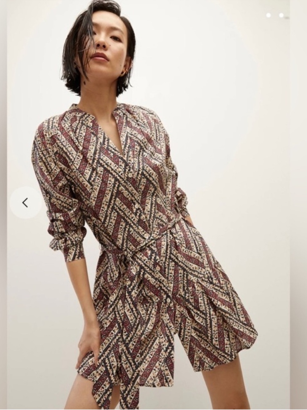Veronica Beard Dress Georgia Belted Mini in Cream Burgundy Floral